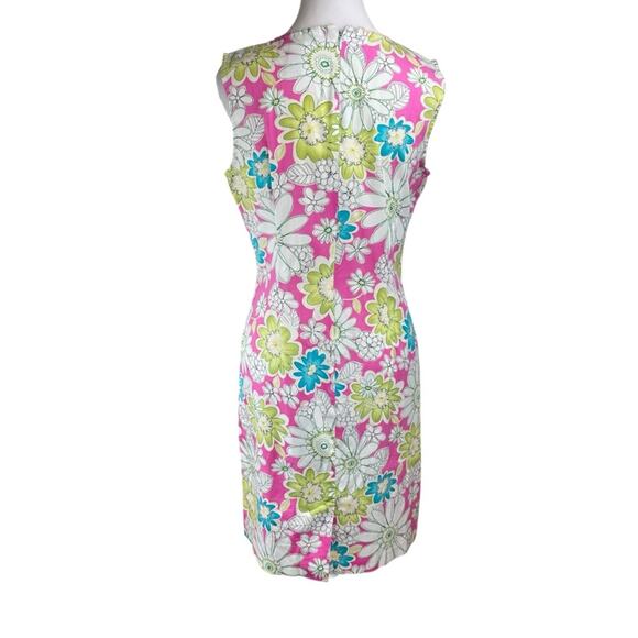 Chadwick’s Floral Pink Sleeveless Sheath Dress Size 6 Pink Blue Green White - Picture 7 of 9
